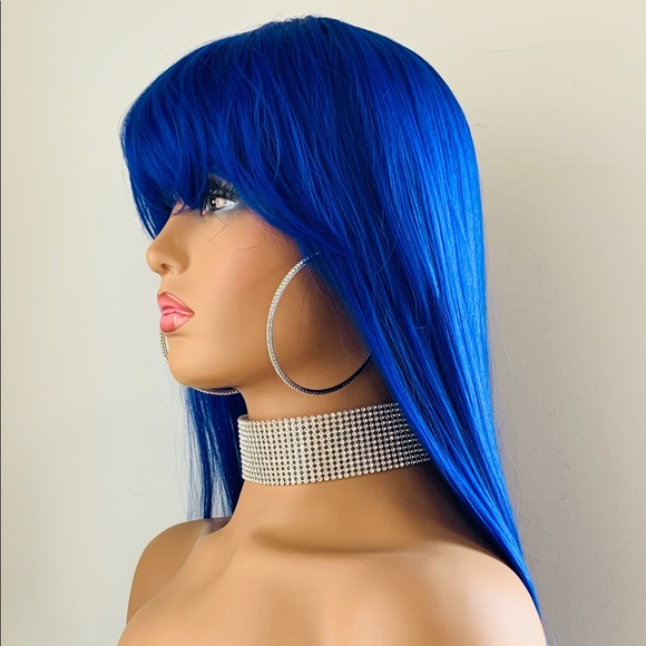 Royal Blue “Put On & Go” Synthetic Event Wig with Bangs 💙 NO FURTHER DISCOUNT - Picture 8 of 16